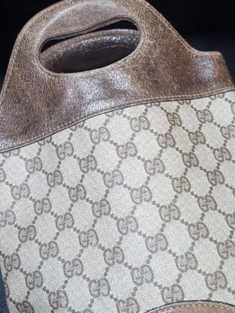 Gucci Italy Leather-Trim Tote